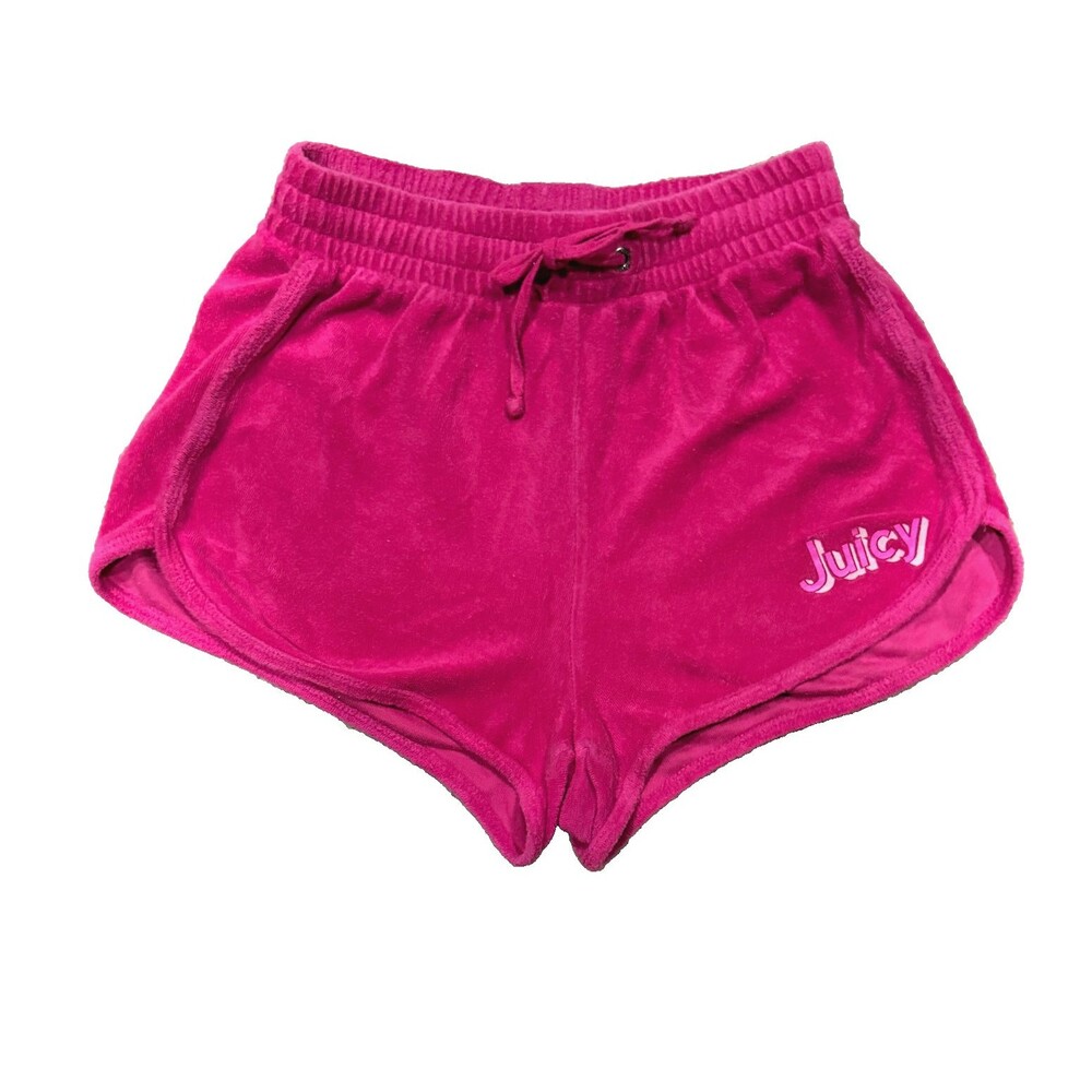 Juicy Couture Hot Pink Velour Track Lounge Shorts Printed Logo Script Y2K XS